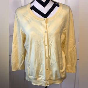 🌼TALBOTS Yellow Pima Cotton Long Sleeve Button Down Cardigan Size: XL